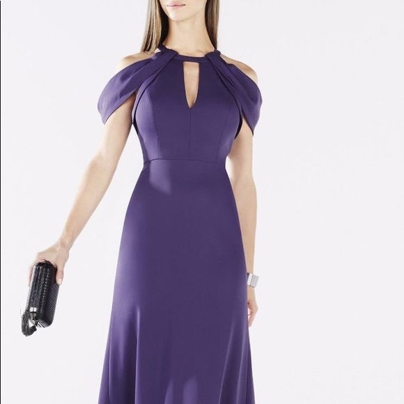 BCBGMAXAZRIA Iris Purple Draped Cutout Gown - Picture 2 of 5